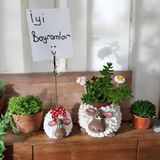 Dafniart Beton Alaşımlı Taş Tozu 2'li Kuzu Not Tutacağı Saksı Dekor Düzenleyici Set Beyaz