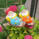Dafniart Hamakta Yatan Cüce Bahçıvan Balkon Bahçe Dekor 17 cm Yeşil,Turuncu,Kırmızı,Çok Renkli,Mavi mavi tulumlu 17 cm