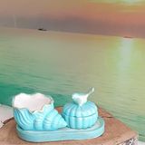 Dafniart Kuşlu Ve Deniz Kabuğu Şeklinde 3 Lü Set Mumluk Sunum Dekor 17×9cm Gri,Mavi,Gümüş,Altın Gri,Mavi,Gümüş,Altın 17×9cm