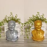 Dafniart Özel Atatürk Büstü Saksı Kalemlik 8-9 cm Gri Altın 8-9 cm