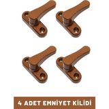 Dafs Kahverengi Pvc Pimapen Pencere Cam Balkon Kapısı Güvenli Emniyet Kilidi Çocuk Kilidi 4 Adet