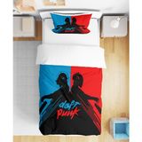 Daft Punk 3D Dijital Baskılı Tek Kişilik Çarşafsız Nevresim Takımı - Mavi - Kırmızı - 160 x 220 cm