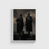 Daft Punk x The Weeknd: Starboy İkonik Portre Tablosu Tablo Çerçeveli Poster Duvar Dekorasyonu - 30 x 40 - Beyaz Çerçeveli
