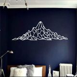 Dağ Duvar Sanatı - Geometrik Dağ Sırası - 3D Duvar Silueti Metal Duvar Dekoru Ofis Dekorasyonu Yatak Odası Oturma Odası Dekor Heykel (Beyaz, 40" G x 13" Y / 101x33cm)