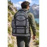 Dağcı Çantası Gri 60 L Körüklü Outdoor Trekking Sırt Çantası 63X37x21 Cm