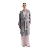 Dagi Açık Gri Uzun Kollu Şönil Örme Sabahlık, L-XL, 25WW11482BB, Açık Gri, kadın