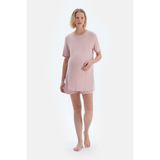 Dagi Açık Pembe Hamile Pijama Takımı Kısa Kollu ve Yüksek Bel %95 Viskon