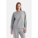 Dagi Bis Yaka Polyviskon Sweatshirt, S, 25WW11436BB, Gri Melanj, kadın