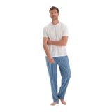 Dagi Çizgili Dokuma Pijama Altı, M, Çizgili Dokuma Pantolon, Lacivert, erkek
