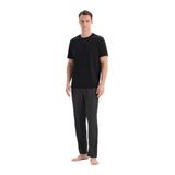 Dagi Çizgili Penye Modal Pijama Altı, S, Çizgili Penye Modal Pantolon, Siyah, erkek