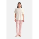 Dagi Düz Paça Pamuk Modal Pijama Altı, S, Düz Paça Pamuk Modal İkili Pantolon, Açık Pembe, Kadın, 357