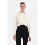 Dagi Ekru Kadın Çapraz Detaylı Modal Sweatshırt - XL