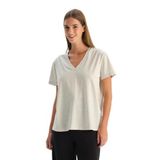 Dagi Ekru Melanj V Yaka Basic Tişört, S, 26SW11497BB, Ekru Melanj, Kadın