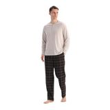 Dagi Erkek Beyaz Reglan Kollu Patlı Pijama Takımı, 2XL Beden