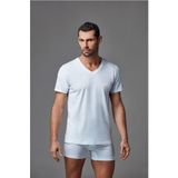 Dagi Erkek D1040 V Yaka T-Shırt 2'li, Pamuklu, Beyaz, 2XL