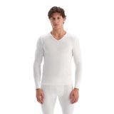 Dagi Erkek D6035 Termal V Yaka Uzun Kollu Üst, Pamuklu, Örme, Ekru, 2XL