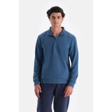 Dagi Erkek Erkek Dik Yaka Yarım Fermuarlı Sweatshirt, Pamuklu, Örme, Mavi, S