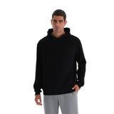 Dagi Erkek Kapüşonlu Uzun Kollu Sweatshirt, Modal, Örme, Siyah, L