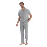 Dagi Erkek Mikroprint Baskılı Dokuma Pantolon, Viskon, Dokuma, Gri, L