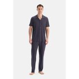 Dagi Erkek Pijama Takımı, Lacivert Geometrik Desenli, Pamuk Modal, M Beden