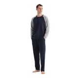 Dagi Erkek Pijama Takımı, Reglan Kollu, Pamuk Modal, Lacivert, XS