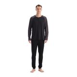 Dagi Erkek Siyah Reglan Kollu Pamuk Modal Pijama Takımı, S Beden
