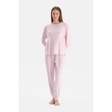 Dagi GOFRE KAR Baskili Tişört Pantolon Pijama Takimi Açık Pembe, 357, XL