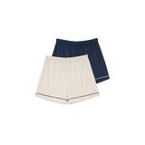 Dagi İkili Örme Şort Beyaz-Lacivert 2XL, XX-Large, İkili Örme Şort, Beyaz-Lacivert, kadın