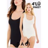Dagi Kadın 4'lü Paket Basic Kaşkorse Atlet - Pamuklu & Esnek Konforlu Günlük Kullanım - Çok Renkli - 40