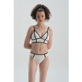 Dagi Kadın 6 Cm Yüksek Bel Bikini Alt Örme Siyah Beyaz