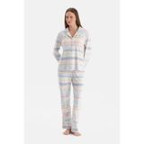 Dagi Kadın Baskılı Kadife Gömlek Pantolon Pijama Takımı Multicolor S
