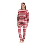 Dagi Kadın Baskılı Kadife Tişört Pantolon Pijama Takımı Kırmızı XL