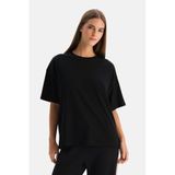 Dagi Kadın Bisiklet Yaka Spor T-Shirt, XL, 26SW11486BB, Siyah