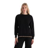 Dagi Kadın Biye Detaylı Sweatshirt Viskon Örme Siyah