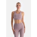 Dagi Kadın Gül Kurusu Sporcu Sütyeni Sırt Tül Detaylı Rahat Kesim %80 Polyester %20 Elastan - XS - Gülkurusu