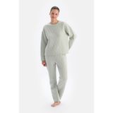 Dagi Kadın Kapitone Pantolon Pijama, Örme, Açık Gri, L