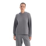 Dagi Kadın Kapüşonlu Soft Tuşeli Sweatshirt Örme Gri Melanj