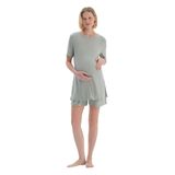 Dagi Kadın Kaşkorse Hamile Tişört Şort Pijama Takımı, Viskon, Açık Yeşil, XL