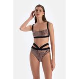 Dagi Kadın Leopar Yüksek Bel Bikini Altı Kahverengi 36