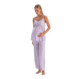 Dagi Kadın Metraj Çiçek Baskılı Penye Modal Hamile Pijama Takımı, Modal, Lila, S