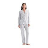 Dagi Kadın Pijama Takımı, Açık Mavi Çizgili, Pamuk Modal, 2XL Beden