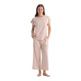 Dagi Kadın Pijama Takımı, Açık Pembe, Basic Penye Modal Tişört Pantolon, L Beden