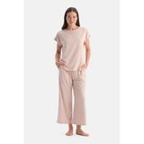 Dagi Kadın Pijama Takımı, Açık Pembe, Basic Penye Modal Tişört Pantolon, M Beden