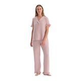 Dagi Kadın Pijama Takımı, Açık Pembe, Biyeli Gömlek Pantolon, S Beden
