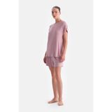 Dagi Kadın Pijama Takımı, Açık Pembe, Kayık Yaka Kaşkorse Tişört Şort, L Beden