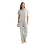 Dagi Kadın Pijama Takımı, Ada Çayı, Basic Penye Modal Tişört Pantolon, 2XL Beden
