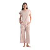 Dagi Kadın Pijama Takımı, Basic Penye Modal Tişört Pantolon, Açık Pembe, XL