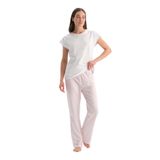 Dagi Kadın Pijama Takımı, Beyaz, Kısa Kollu Tişört Pantolon, M Beden