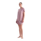 Dagi Kadın Pijama Takımı, Kayık Yaka Kaşkorse Tişört Şort, Açık Pembe, S Beden