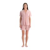 Dagi Kadın Pijama Takımı, Kısa Kollu, Pamuk Modal, Açık Pembe, XL